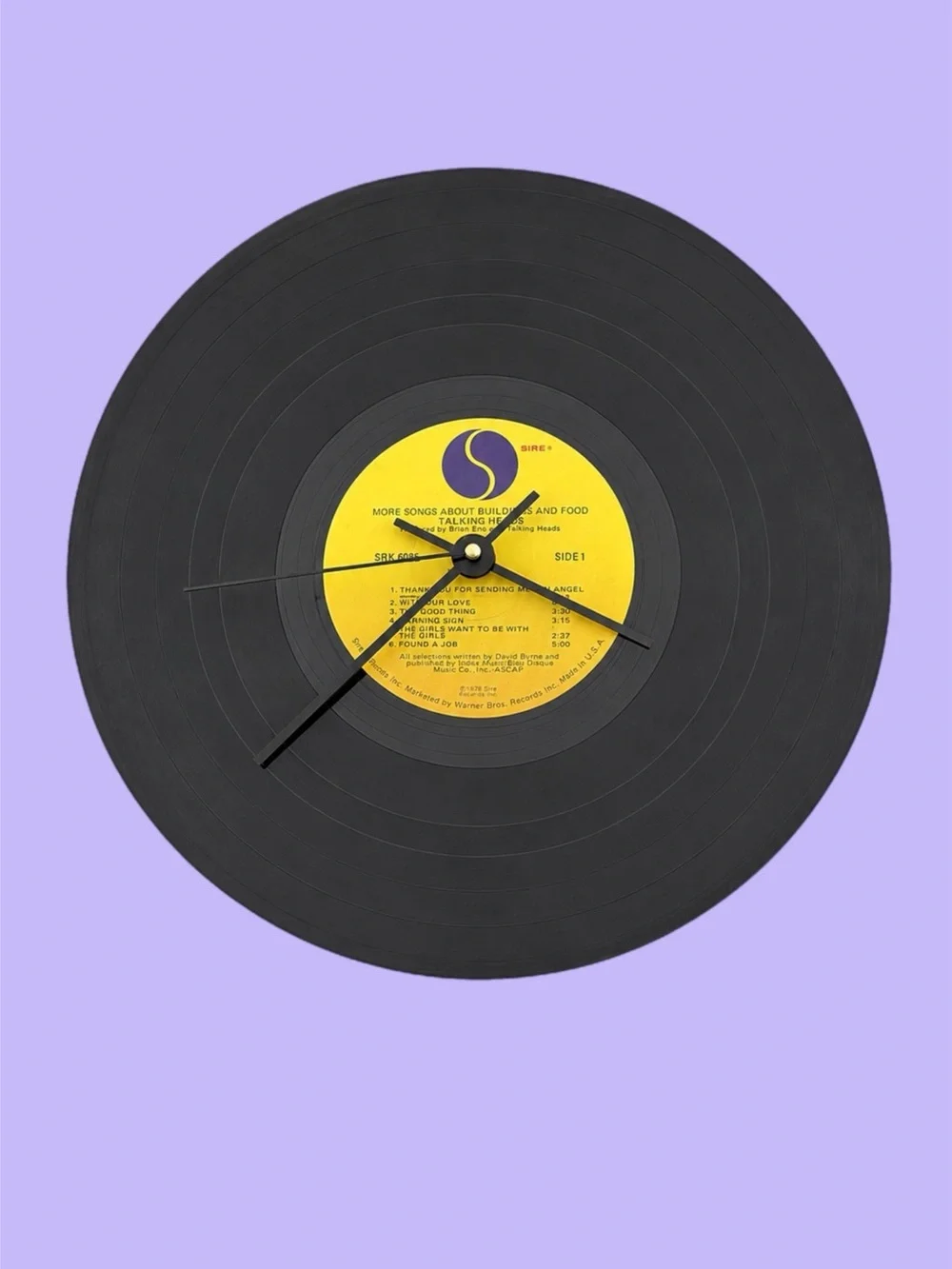 Vinyl Talking Heads Record Wall Clock